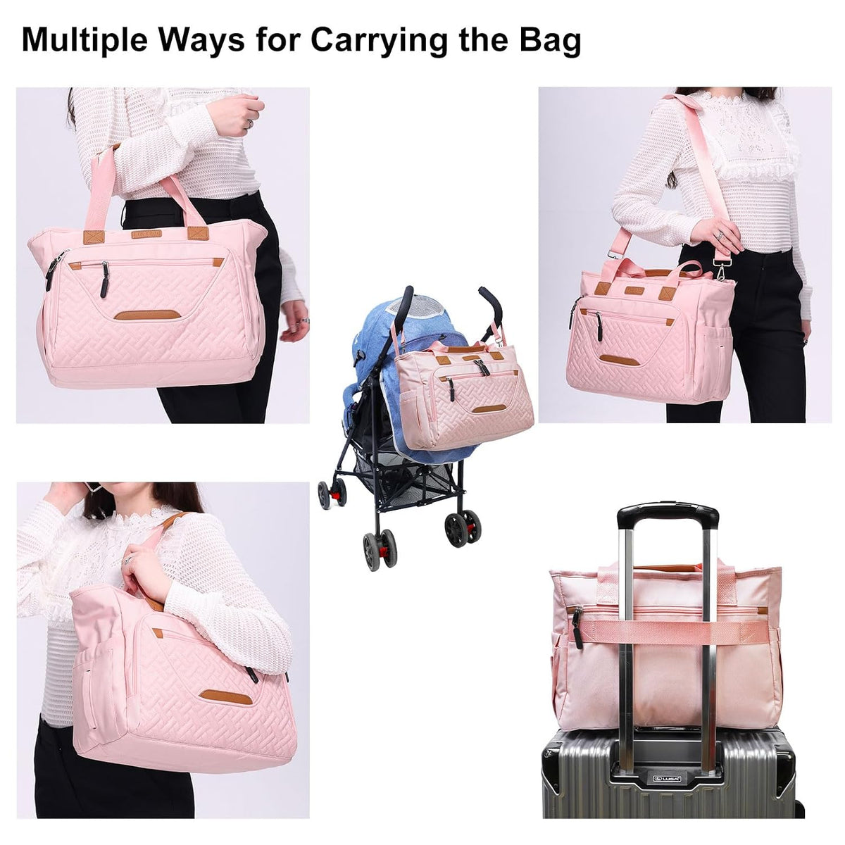 Diaper Bag Tote for Women, Baby Diaper Bag 16L (Black)