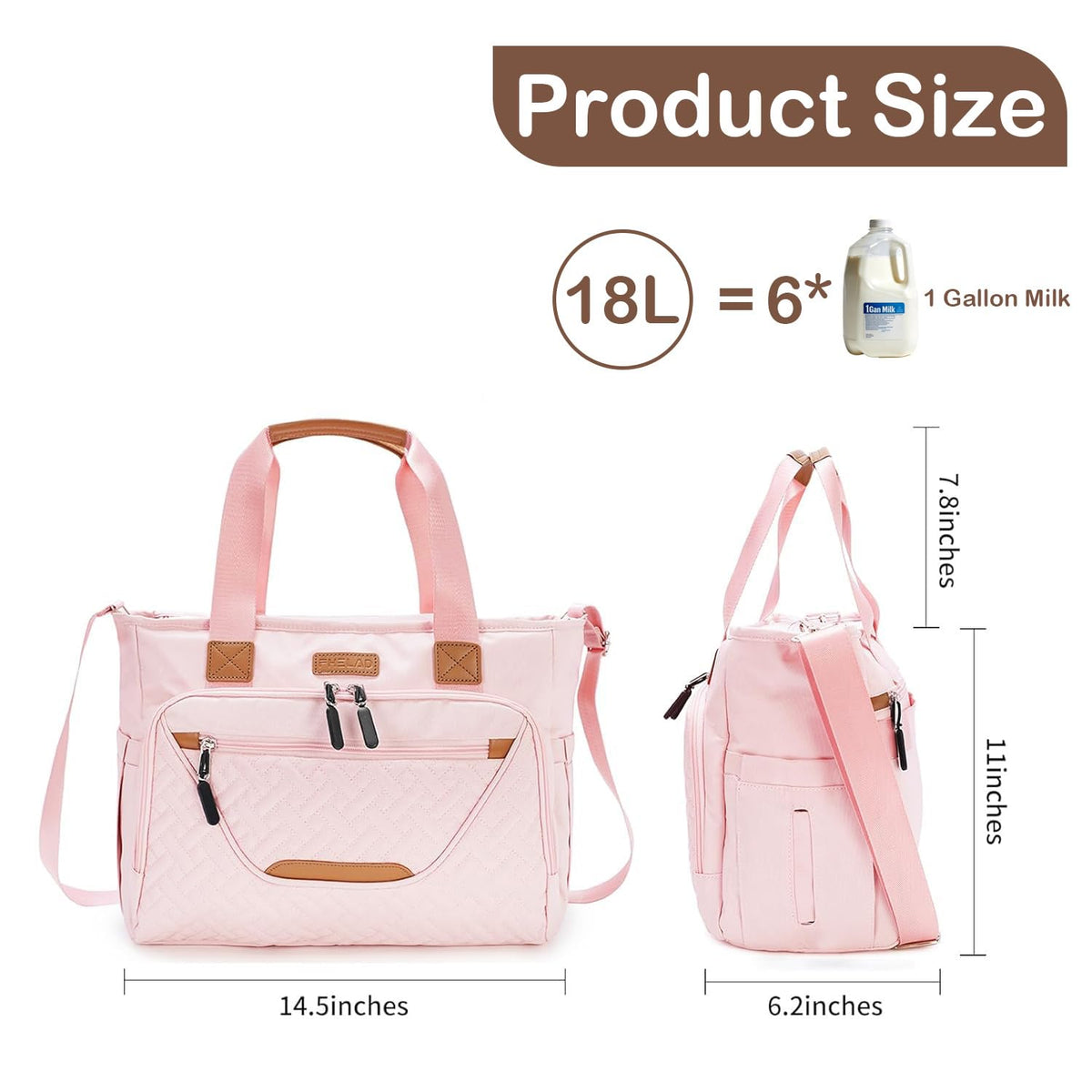 Diaper Bag Tote for Women, Baby Diaper Bag 16L (Black)