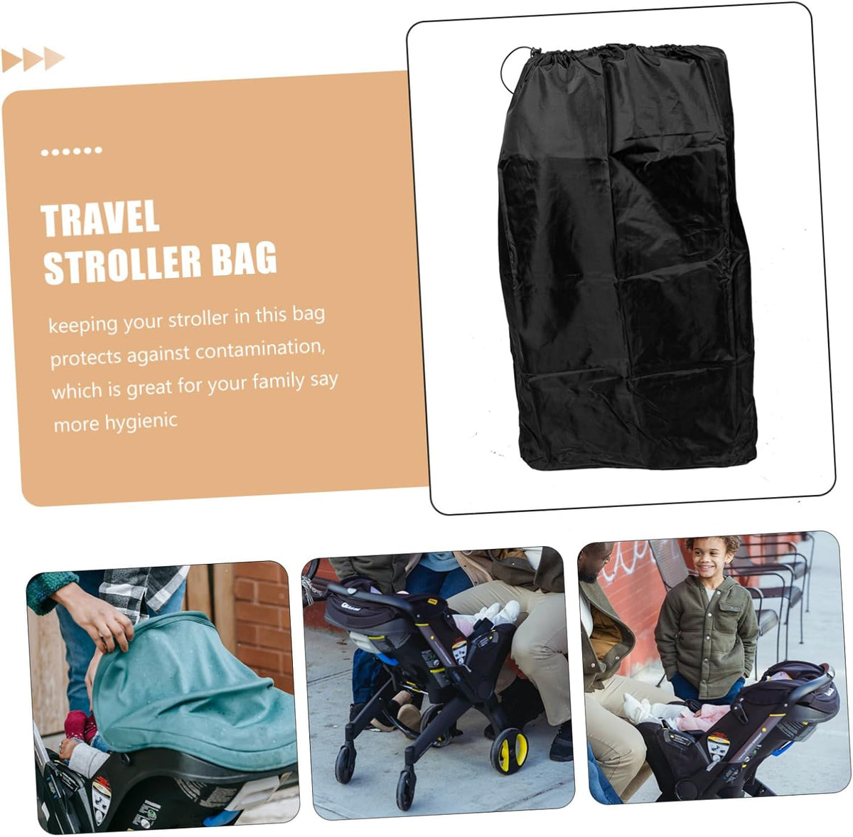Travel Stroller Bag for Airplane Gate Check Heavy Duty Water Resistant Storage with Dual Shoulder Straps Protective Cover for Single and Double Strollers Easy Clean Durable Travel
