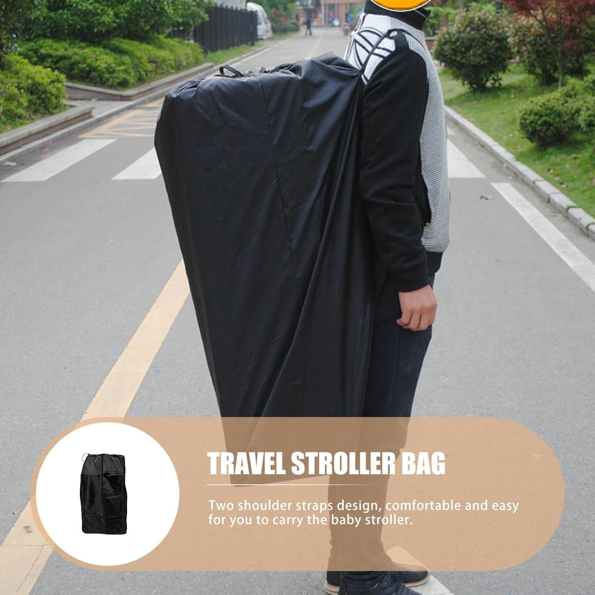 Travel Stroller Bag for Airplane Gate Check Heavy Duty Water Resistant Storage with Dual Shoulder Straps Protective Cover for Single and Double Strollers Easy Clean Durable Travel