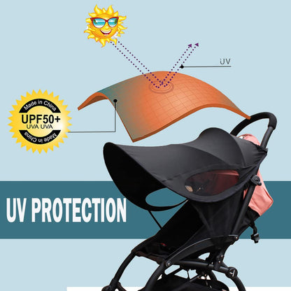 Waterproof Baby Stroller Sun Rain Cover UV Protection Adjustable Blackout Canopy for Travel Park Zoo
