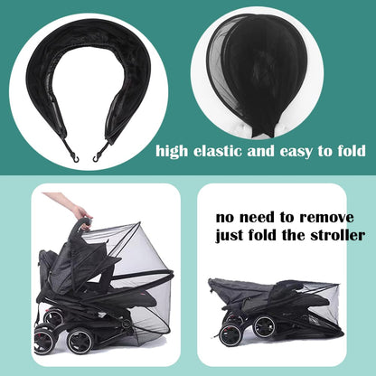 Waterproof Baby Stroller Sun Rain Cover UV Protection Adjustable Blackout Canopy for Travel Park Zoo