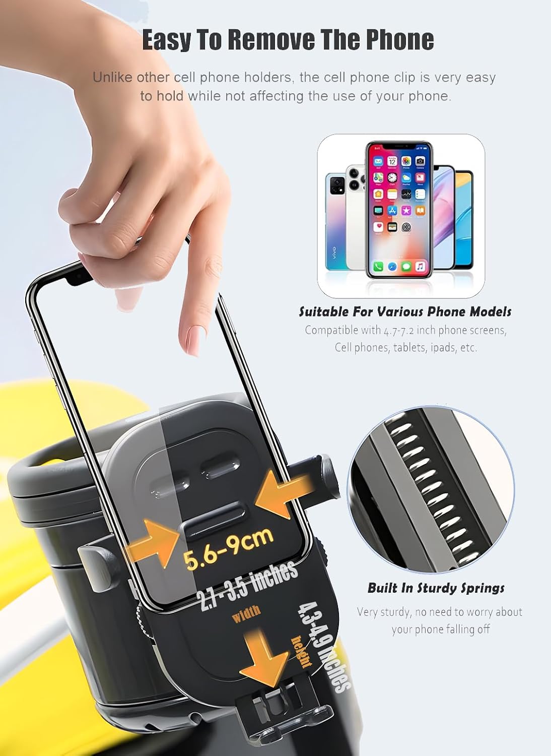 Mobility Combo Pack 3 in 1, Hook, Phone and Cup Holder for Walker, Portable Beverage Holder for Wheelchair and Strollers