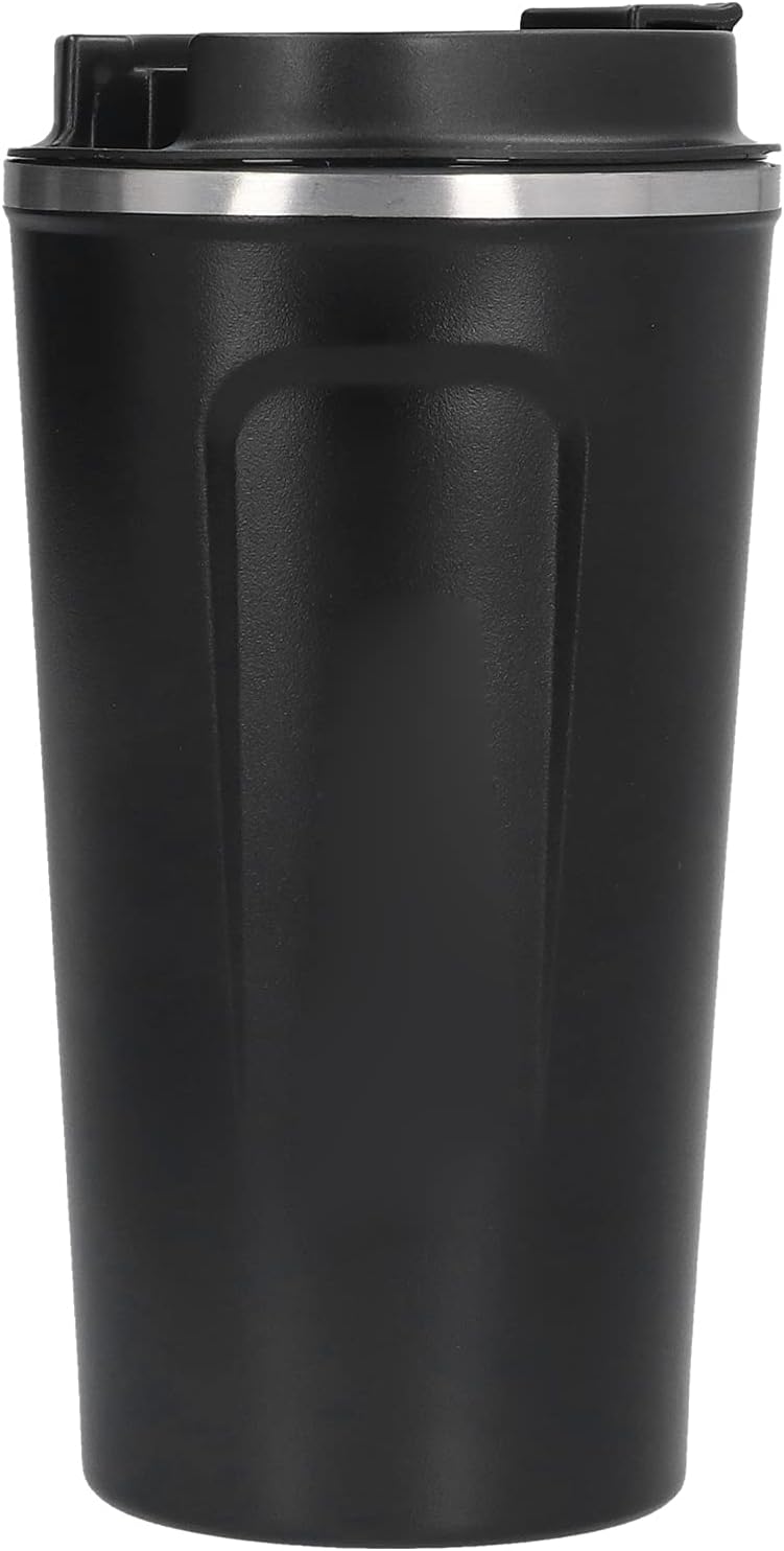 Luqeeg 510ml Coffee Mug, Double Wall Stainless Steel Travel Cup, Spill Proof Flip Lid Cup with Insulated Design, Ideal for Car, Office, Camping, Hiking & Outdoor Activities