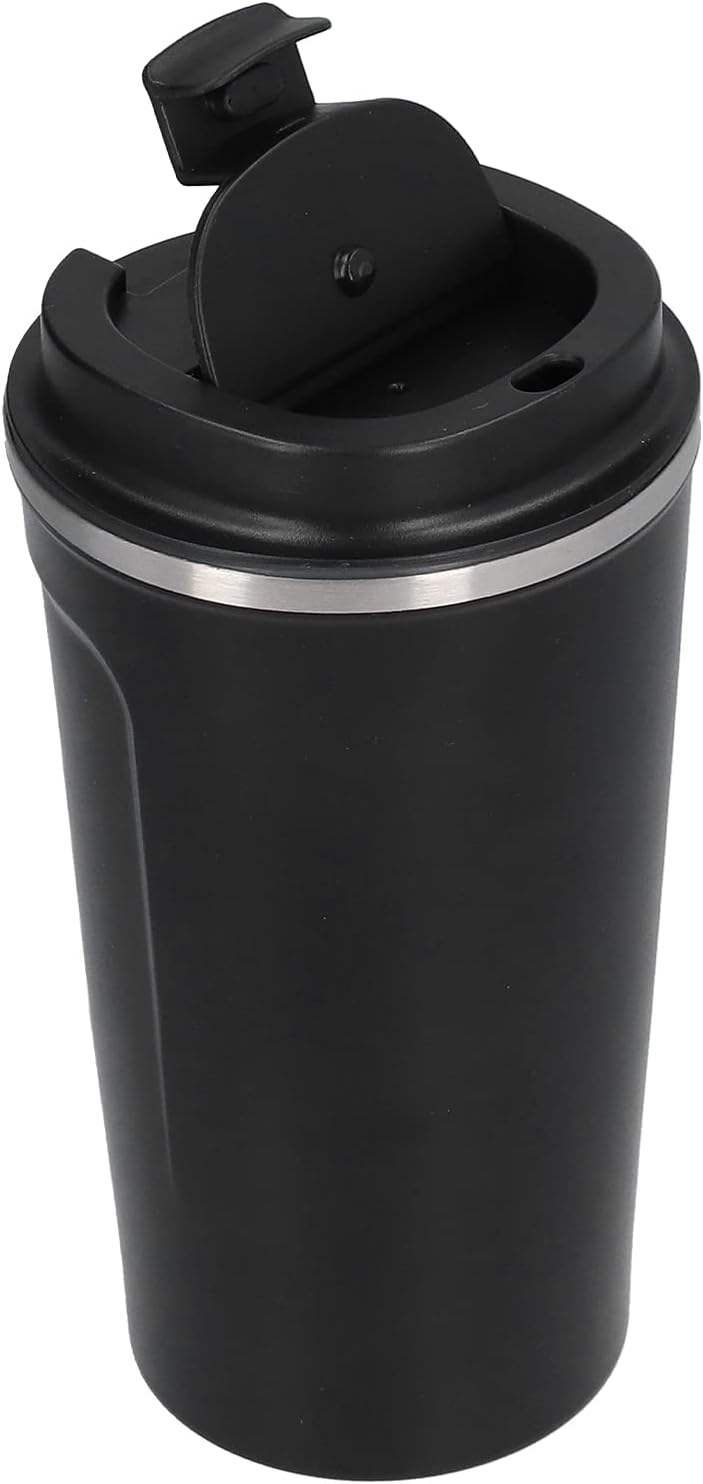 Luqeeg 510ml Coffee Mug, Double Wall Stainless Steel Travel Cup, Spill Proof Flip Lid Cup with Insulated Design, Ideal for Car, Office, Camping, Hiking & Outdoor Activities