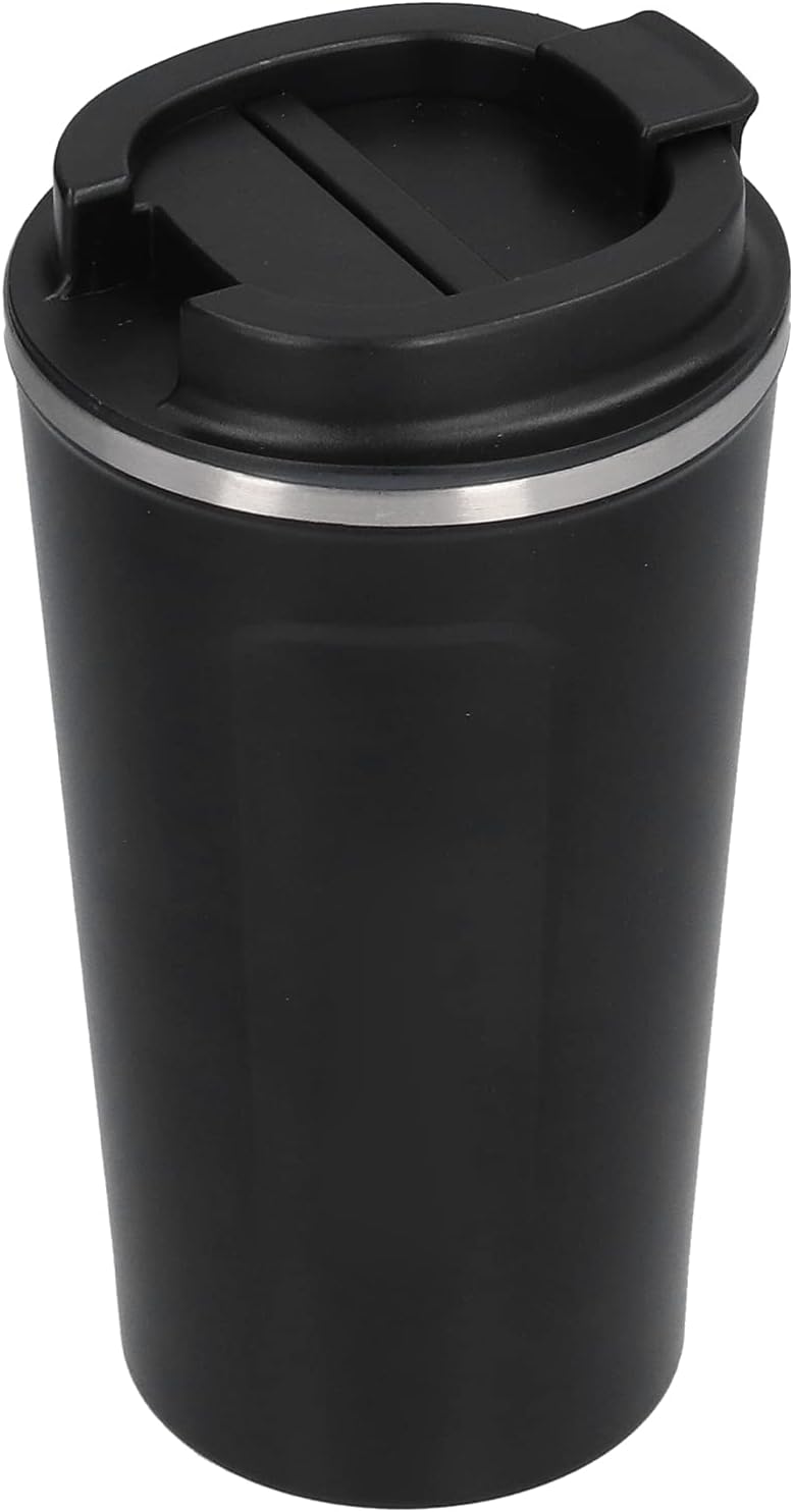 Luqeeg 510ml Coffee Mug, Double Wall Stainless Steel Travel Cup, Spill Proof Flip Lid Cup with Insulated Design, Ideal for Car, Office, Camping, Hiking & Outdoor Activities