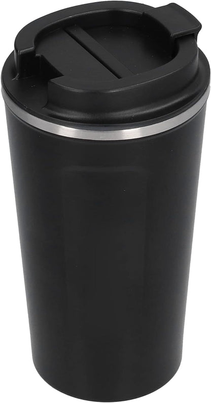 Luqeeg 510ml Coffee Mug, Double Wall Stainless Steel Travel Cup, Spill Proof Flip Lid Cup with Insulated Design, Ideal for Car, Office, Camping, Hiking & Outdoor Activities