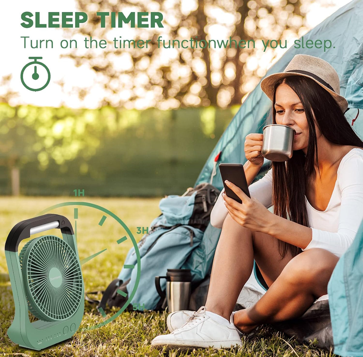 Portable Stroller Fan, Baby Stroller Fan, 5000mAh Battery Powered Fan, Portable Fan for Stroller, Desk, Travel, Car