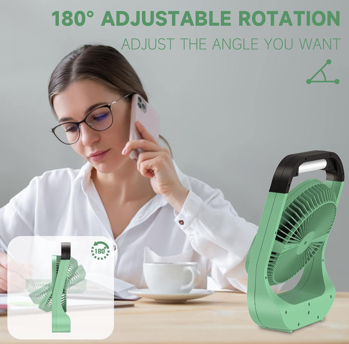 Portable Stroller Fan, Baby Stroller Fan, 5000mAh Battery Powered Fan, Portable Fan for Stroller, Desk, Travel, Car