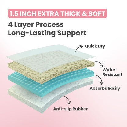 Bath Kneeler and Elbow Rest Pad Set - Baby Bath Kneeler, Bathtub Kneeling Pad, Kneeling Pad for Bathing Baby, Knee & Elbow Saver with 4 Toy Organizer Pockets, Large 22 × 13 in, Gray