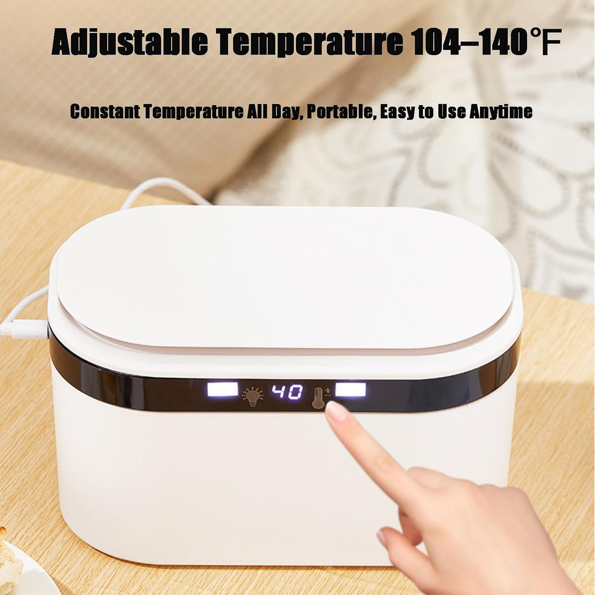 Baby Wipe Warmer, Large Capacity Moist Wipe Dispenser with 5-Level Temperature Heating Control, Quiet & Even Heating, Diaper Wipe Warmer with Night Light