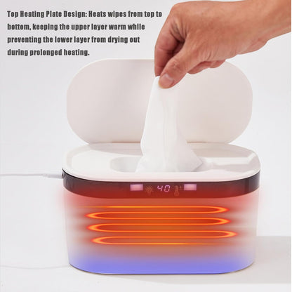 Baby Wipe Warmer, Large Capacity Moist Wipe Dispenser with 5-Level Temperature Heating Control, Quiet & Even Heating, Diaper Wipe Warmer with Night Light
