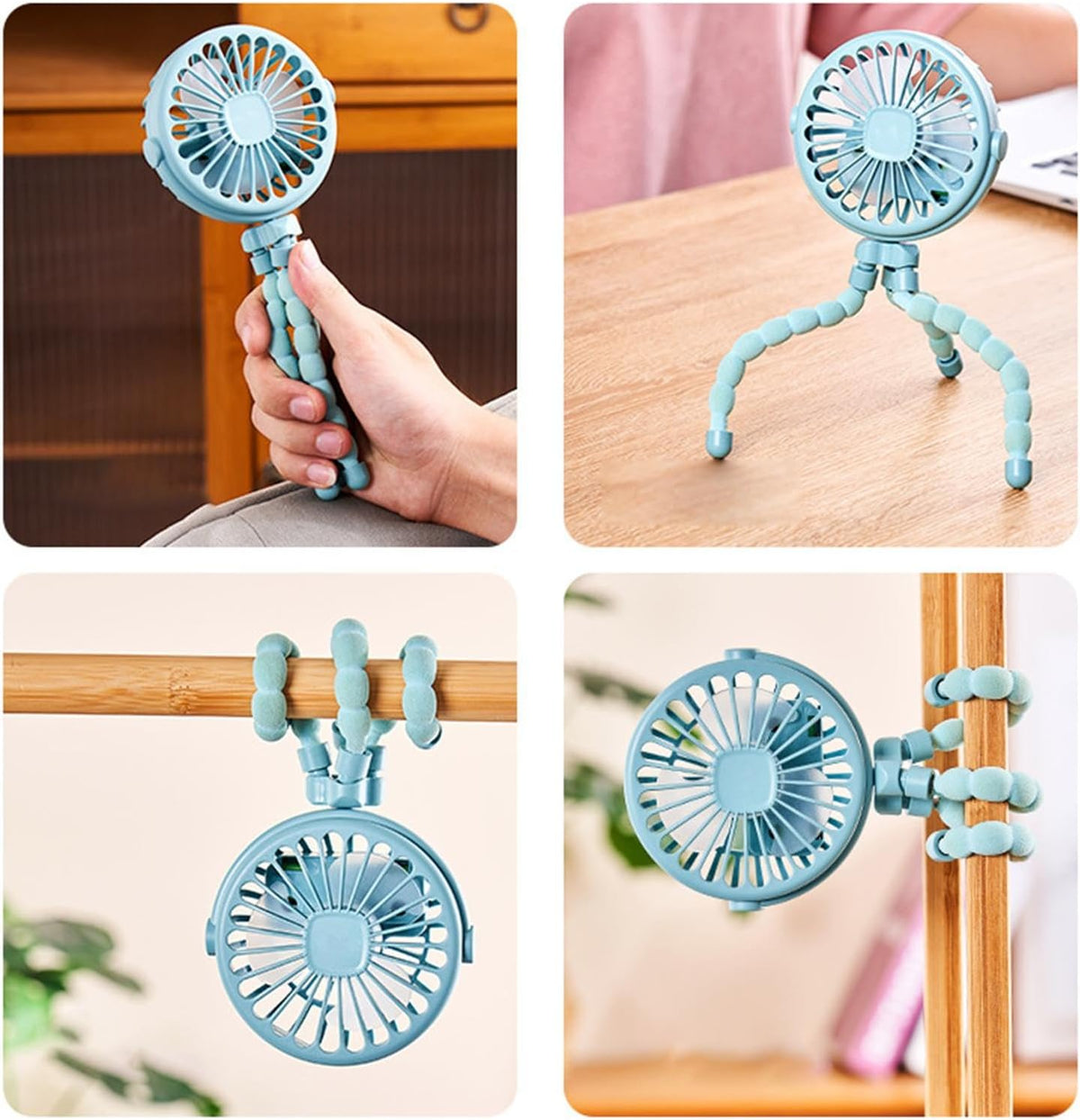 Portable Fan for Travel Stroller, Clip Fan – Small Cooling Fan for Flexible Tripod – Portable Cooling Fan with Flexible Tripod with