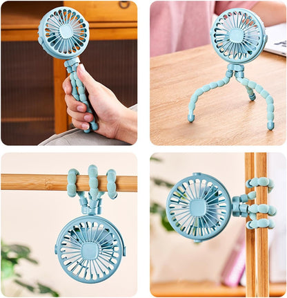 Portable Fan for Travel Stroller, Clip Fan – Small Cooling Fan for Flexible Tripod – Portable Cooling Fan with Flexible Tripod with