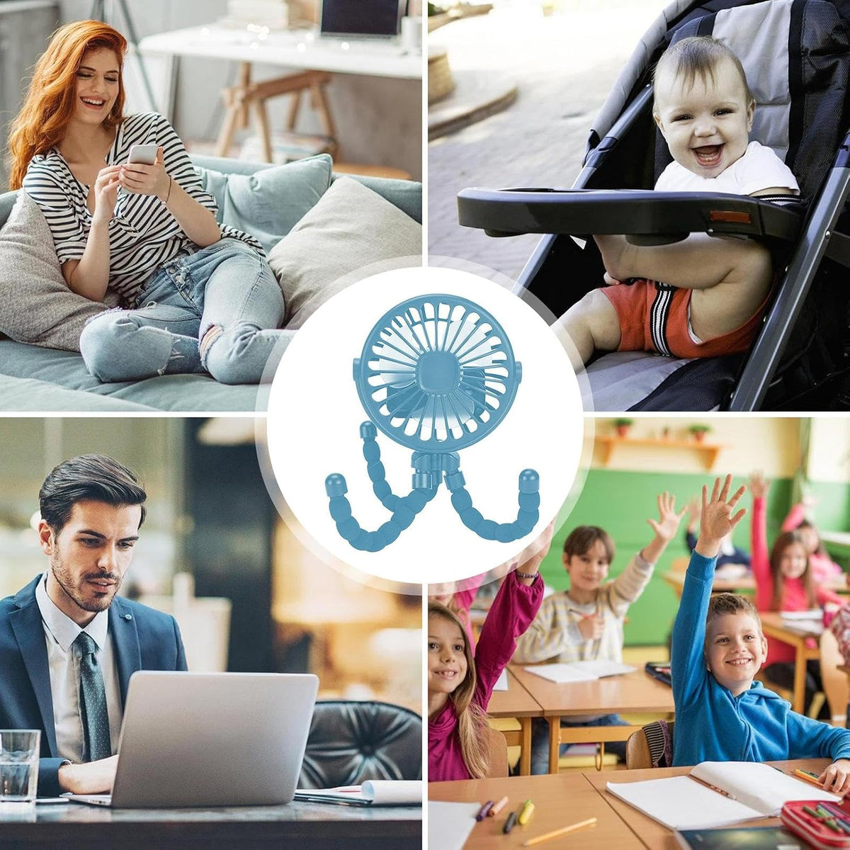 Portable Fan for Travel Stroller, Clip Fan – Small Cooling Fan for Flexible Tripod – Portable Cooling Fan with Flexible Tripod with