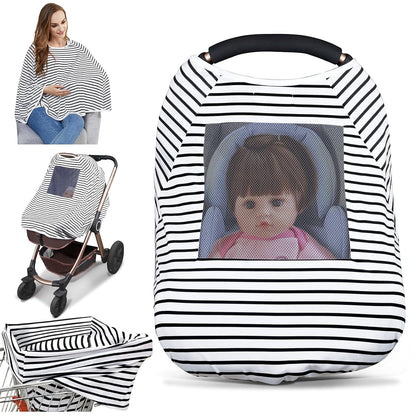 Baby Nursing Cover & Nursing Poncho - Multi Use Cover for Baby Car Seat Canopy, Shopping Cart Cover, Stroller Cover, 360° Full Privacy Breastfeeding Coverage, Baby Shower Gifts for Boy&Girl