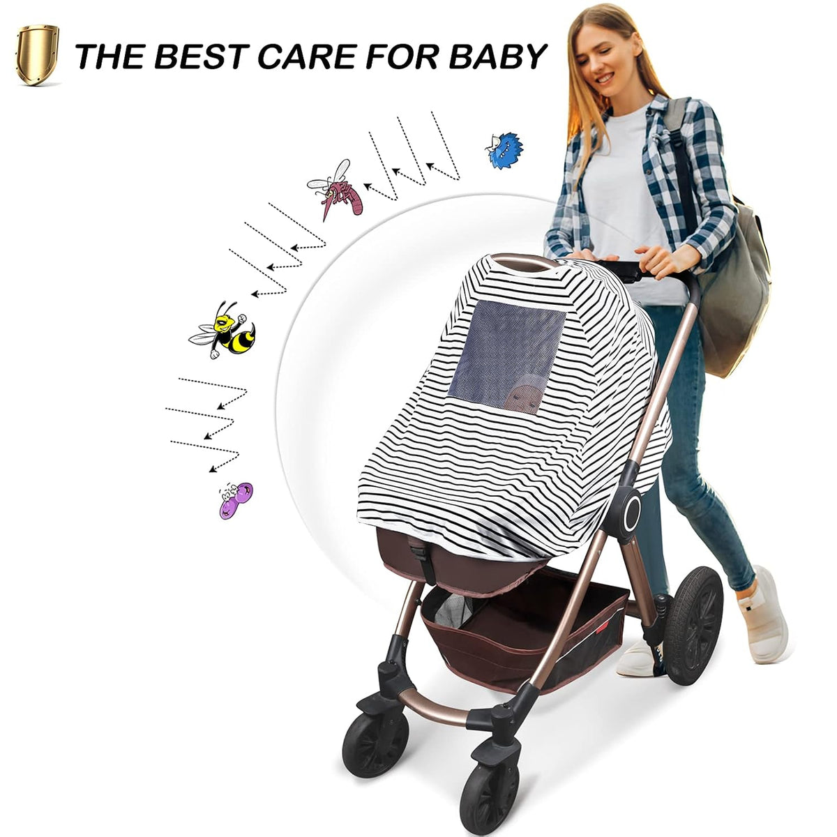Baby Nursing Cover & Nursing Poncho - Multi Use Cover for Baby Car Seat Canopy, Shopping Cart Cover, Stroller Cover, 360° Full Privacy Breastfeeding Coverage, Baby Shower Gifts for Boy&Girl