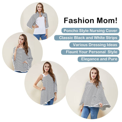 Baby Nursing Cover & Nursing Poncho - Multi Use Cover for Baby Car Seat Canopy, Shopping Cart Cover, Stroller Cover, 360° Full Privacy Breastfeeding Coverage, Baby Shower Gifts for Boy&Girl