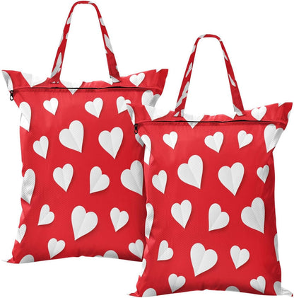 Hearts Red Waterproof Travel Laundry Bag Washable 2-Pack