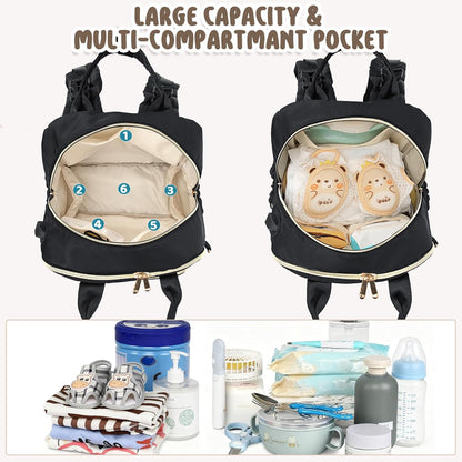 Diaper Bag Backpack, Waterproof Large Baby Bag with Changing Pad, Khaki