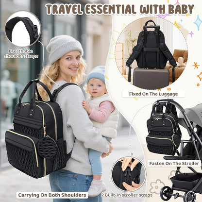 Diaper Bag Backpack, Waterproof Large Baby Bag with Changing Pad, Khaki