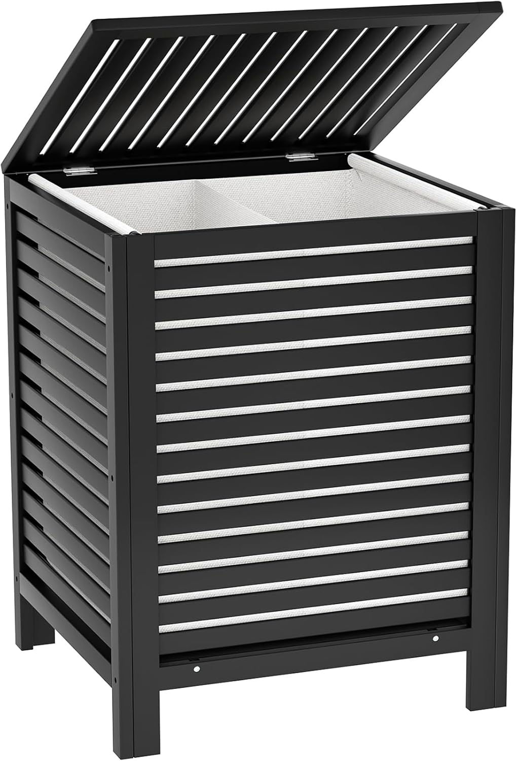 120L Bamboo Laundry Hamper with Lid and Removable Liner Bag, Black