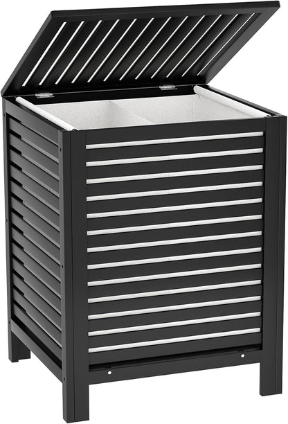120L Bamboo Laundry Hamper with Lid and Removable Liner Bag, Black