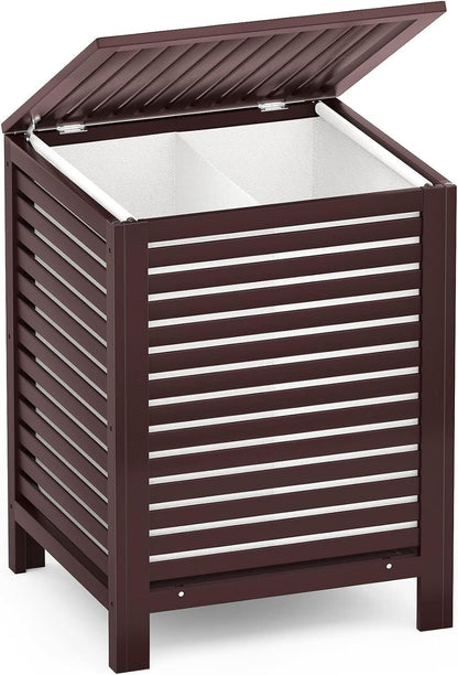 120L Bamboo Laundry Hamper with Lid and Removable Liner Bag, Black