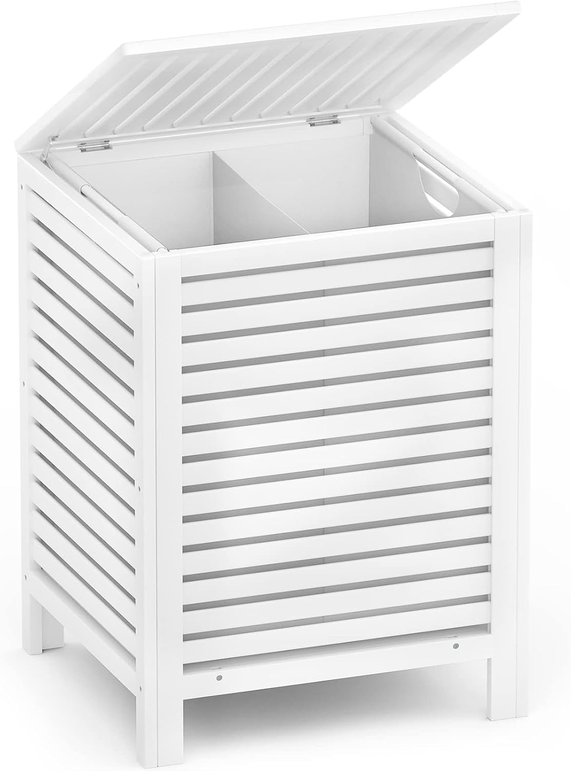 120L Bamboo Laundry Hamper with Lid and Removable Liner Bag, Black