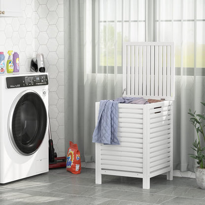 120L Bamboo Laundry Hamper with Lid and Removable Liner Bag, Black
