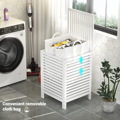 120L Bamboo Laundry Hamper with Lid and Removable Liner Bag, Black