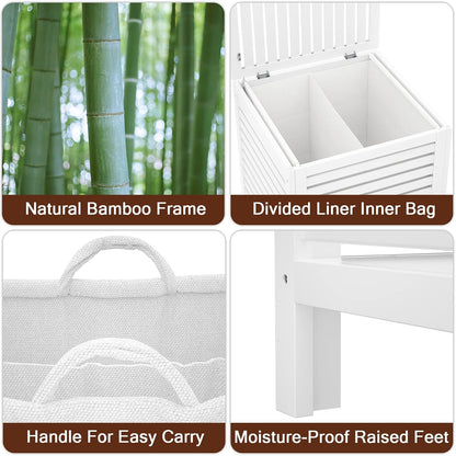 120L Bamboo Laundry Hamper with Lid and Removable Liner Bag, Black