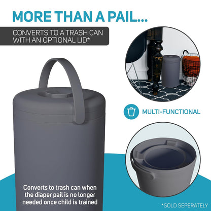 Magic Diaper Pail - Patented 100% Odor-Free System with Child-Safe Lock - Award-Winning Design - No Refills Required - Works with Regular Trash Bags - Gray