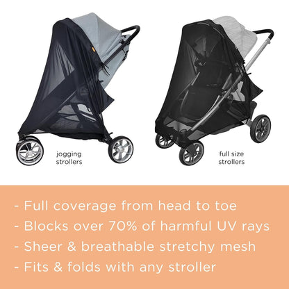 Baby Stroller Sun Shade Cover | Stroller Shade Extender for Sun | Canopy Extender with Full Coverage | Universal Baby Sunshade Accessories for Summer | Bug Net Protection Cover Attachment for Outdoor