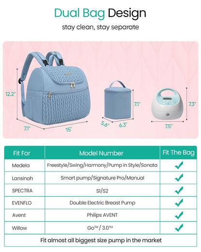 Breast Pump Bag for Spectra S1/S2 & Medela with Insulated Cooler