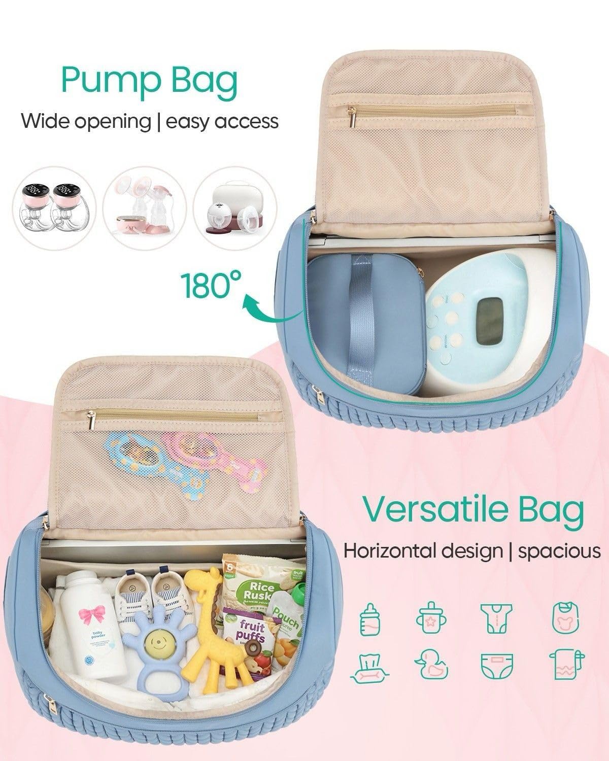 Breast Pump Bag for Spectra S1/S2 & Medela with Insulated Cooler