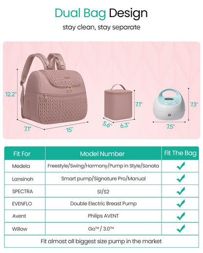 Breast Pump Bag for Spectra S1/S2 & Medela with Insulated Cooler