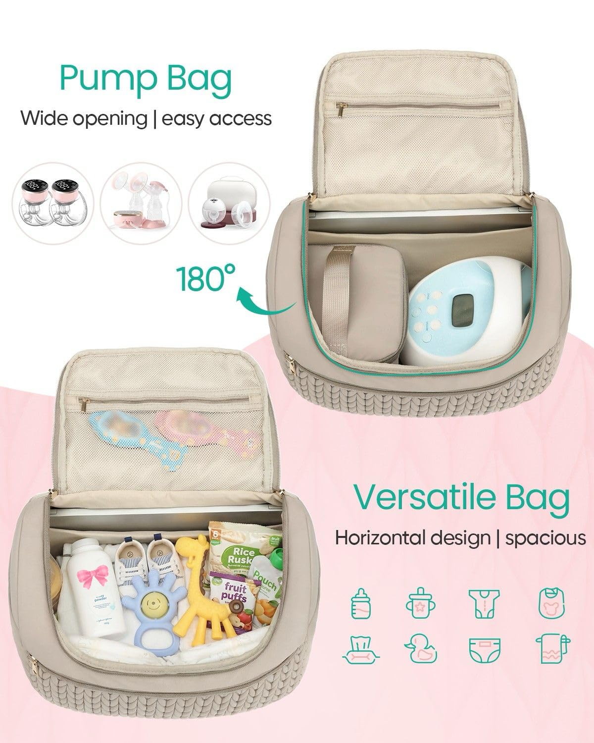 Breast Pump Bag for Spectra S1/S2 & Medela with Insulated Cooler