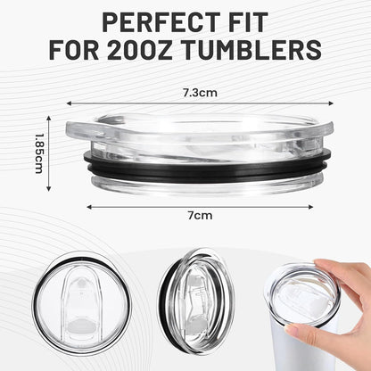 10 Packs 20oz Skinny Tumbler Lid Replacement, Replacement Lids for Tumblers 2.76inch Mouth, Spill Proof Splash Resistant Silicone Sliding Covers BPA-Free & Dishwasher Safe