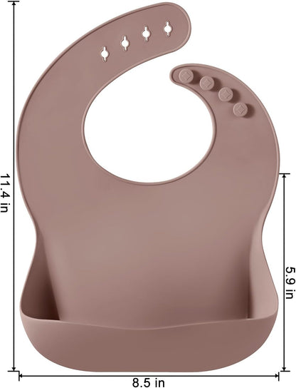 Set of 3 Silicone Baby Bibs, Waterproof Soft Adjustable Bibs for Babies Toddlers 10-72 Months