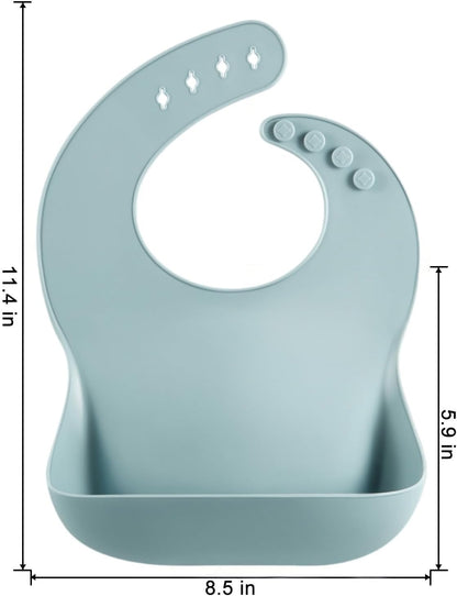 Set of 3 Silicone Baby Bibs, Waterproof Soft Adjustable Bibs for Babies Toddlers 10-72 Months