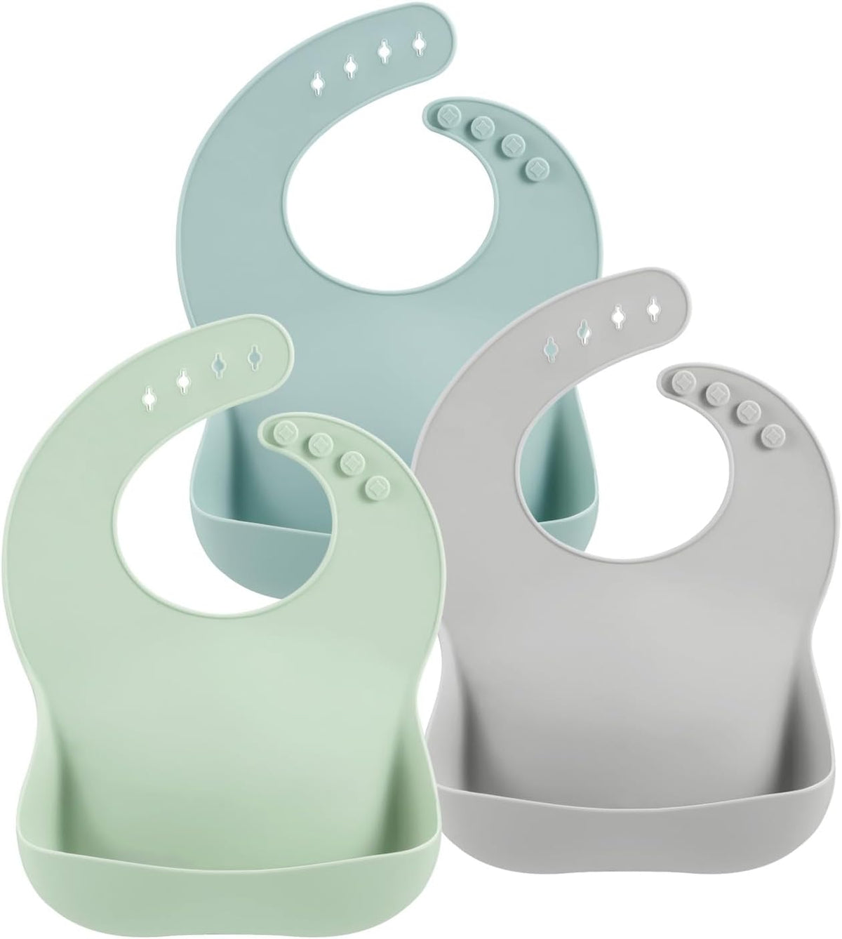 Set of 3 Silicone Baby Bibs, Waterproof Soft Adjustable Bibs for Babies Toddlers 10-72 Months