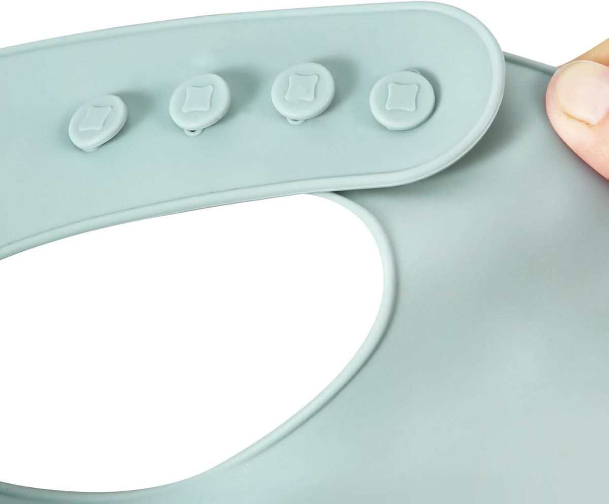 Set of 3 Silicone Baby Bibs, Waterproof Soft Adjustable Bibs for Babies Toddlers 10-72 Months