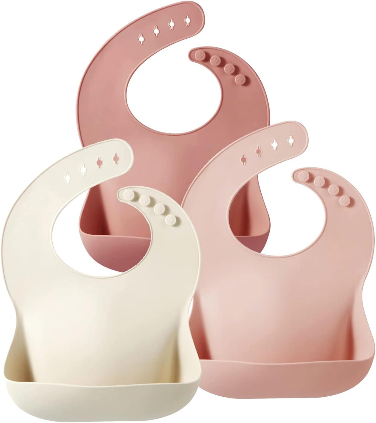 Set of 3 Silicone Baby Bibs, Waterproof Soft Adjustable Bibs for Babies Toddlers 10-72 Months