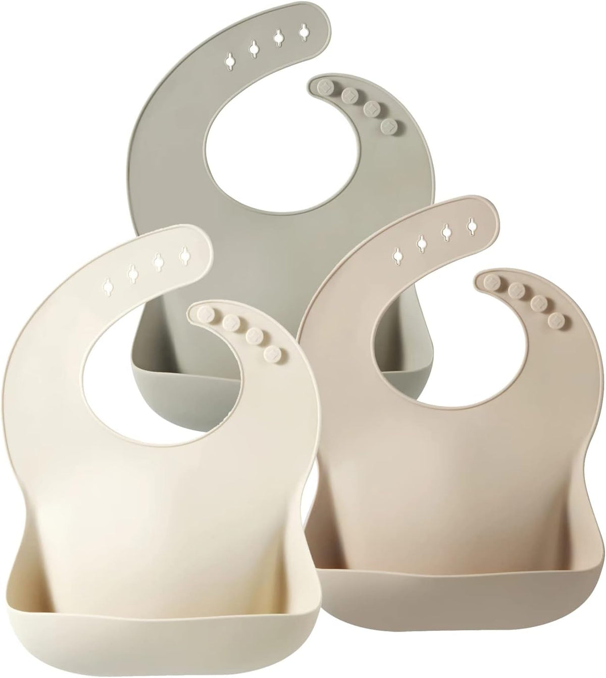Set of 3 Silicone Baby Bibs, Waterproof Soft Adjustable Bibs for Babies Toddlers 10-72 Months
