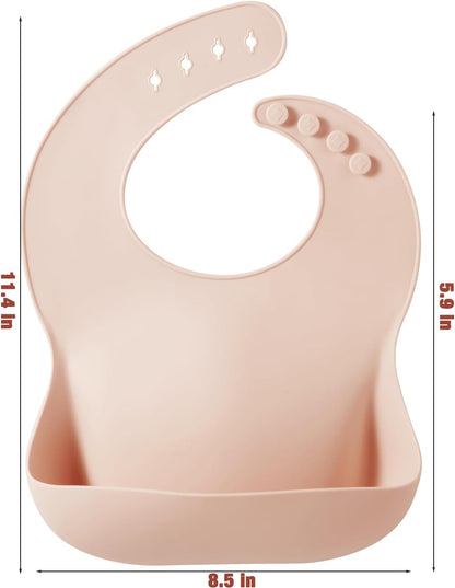 Set of 3 Silicone Baby Bibs, Waterproof Soft Adjustable Bibs for Babies Toddlers 10-72 Months