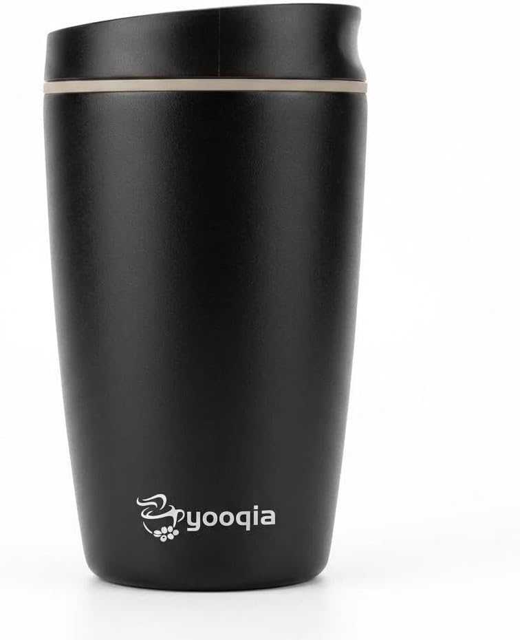 Insulated Travel Coffee Tumbler, Stainless Steel, Leak Proof, BPA Free, 12 oz (black)