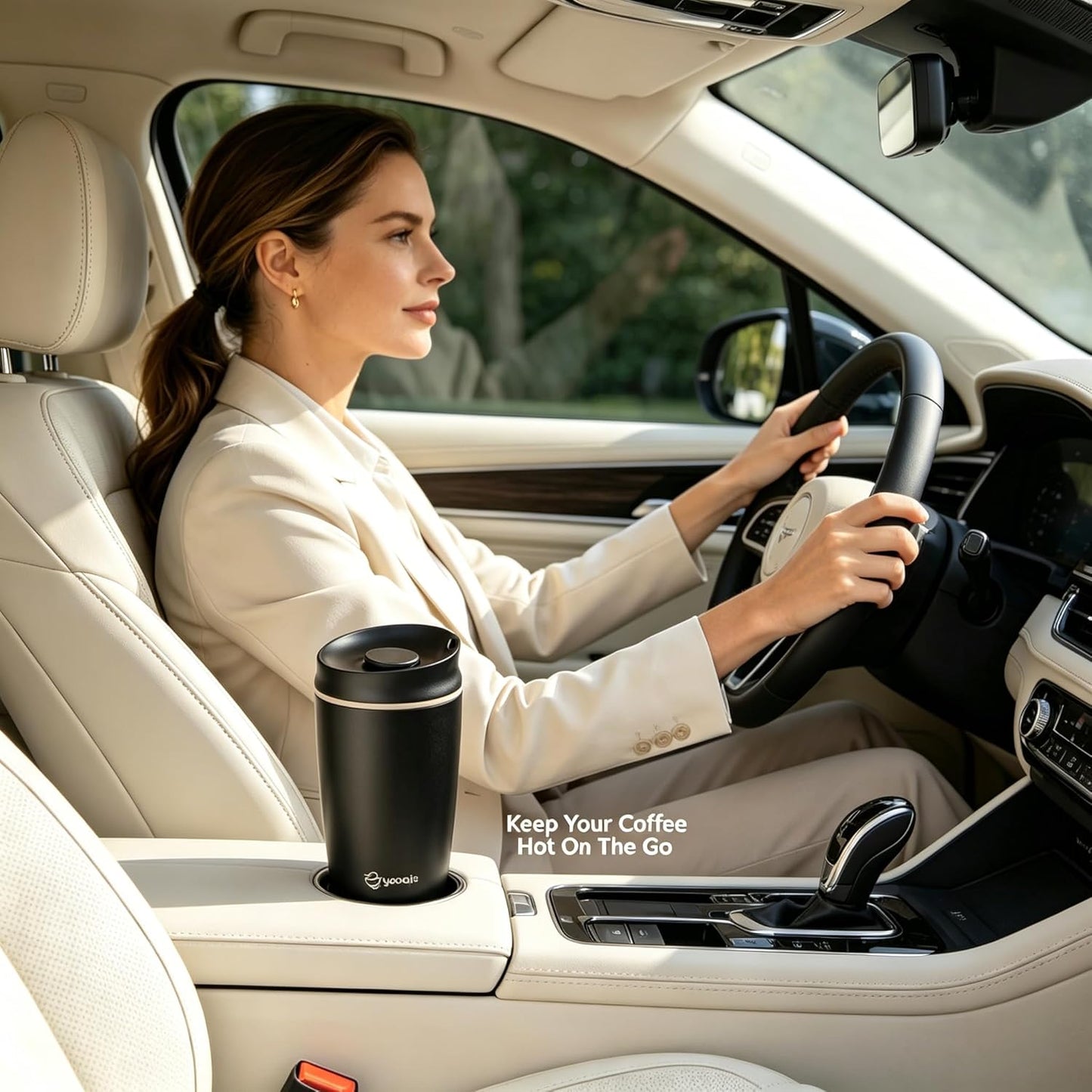 Insulated Travel Coffee Tumbler, Stainless Steel, Leak Proof, BPA Free, 12 oz (black)