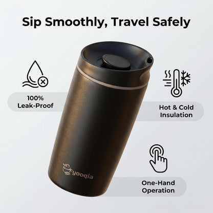 Insulated Travel Coffee Tumbler, Stainless Steel, Leak Proof, BPA Free, 12 oz (black)