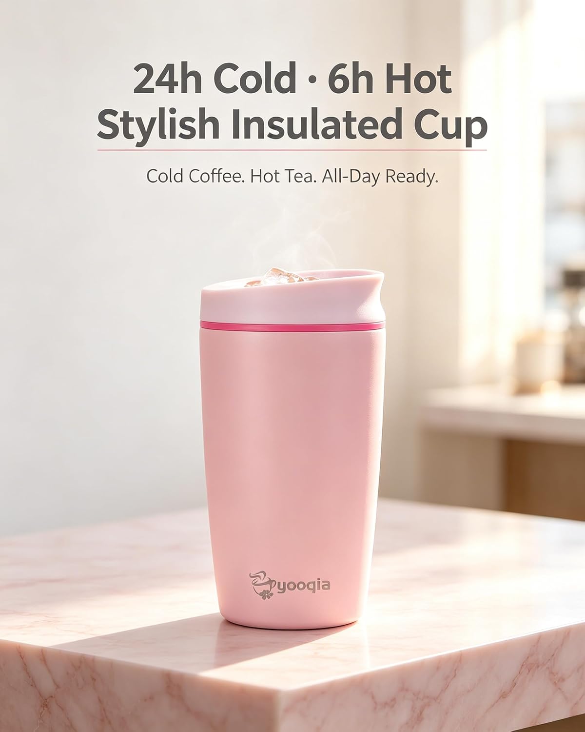Insulated Travel Coffee Tumbler, Stainless Steel, Leak Proof, BPA Free, 12 oz (black)